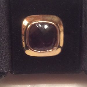 Statement dark amethyst faceted ring